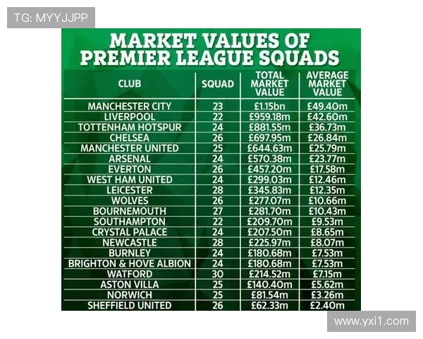 英超联赛各球队身价的比较与分析